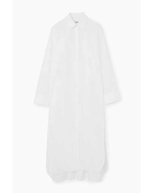 COS White Collared Midi Shirt Dress