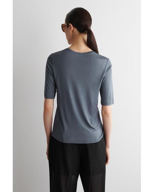 COS Blue Fluid Silk T-Shirt