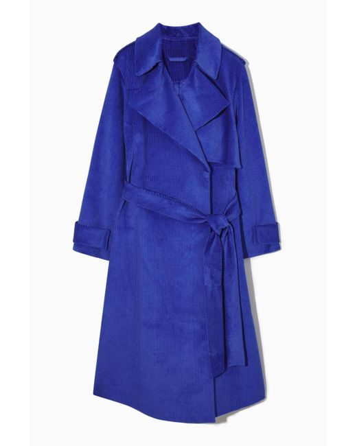 COS Oversized Corduroy Trench Coat in Blue | Lyst