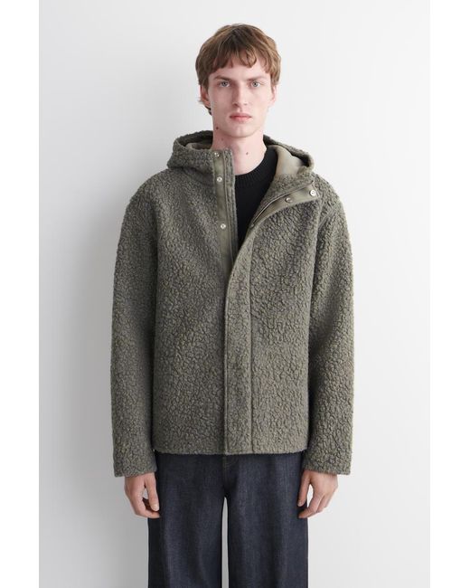 COS Green Hooded Teddy Jacket for men