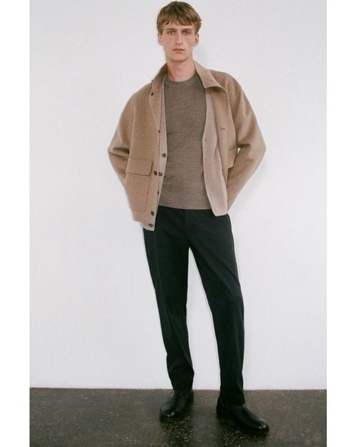 COS Black Cotton Slim-Leg Trousers for men