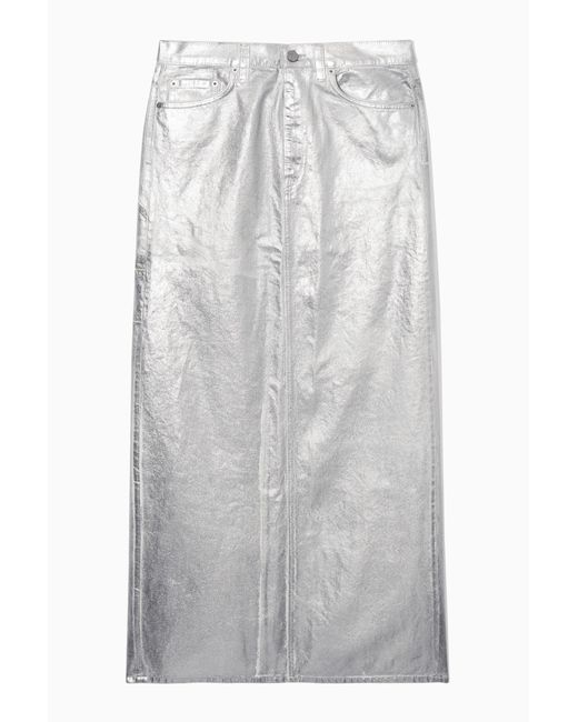 COS Gray Coated-denim Maxi Skirt
