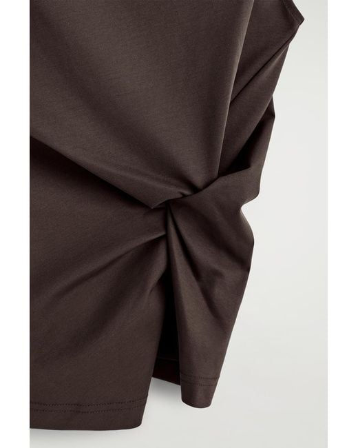 COS Brown Twist-Detail Jersey Top
