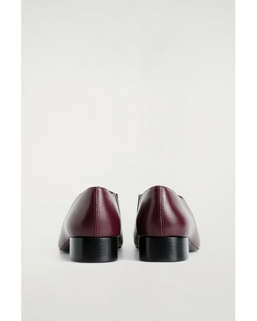 COS Red Square-Toe Leather Heeled Shoes