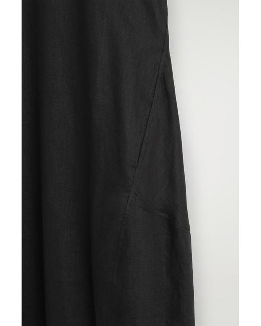 COS Black Elasticated-Hem Linen Maxi Dress