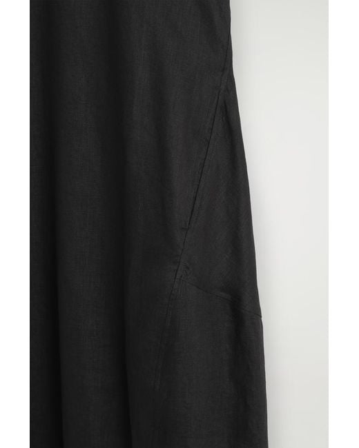 COS Black Elasticated-Hem Linen Maxi Dress