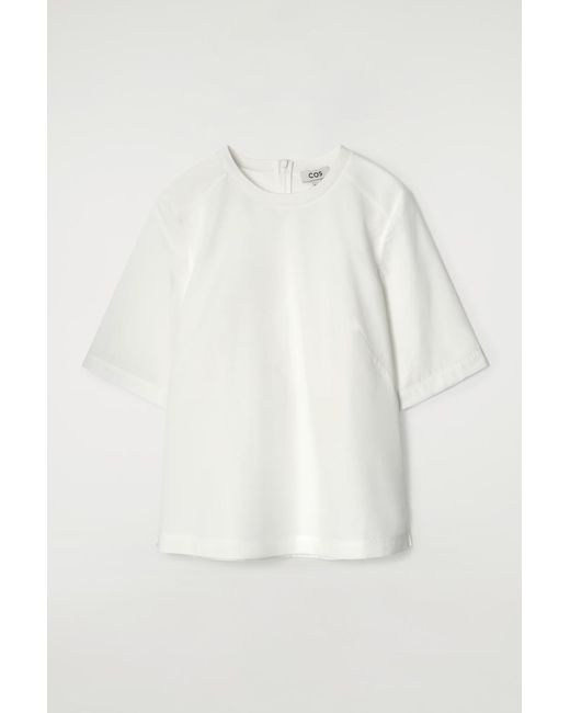 COS White Woven Cotton Top