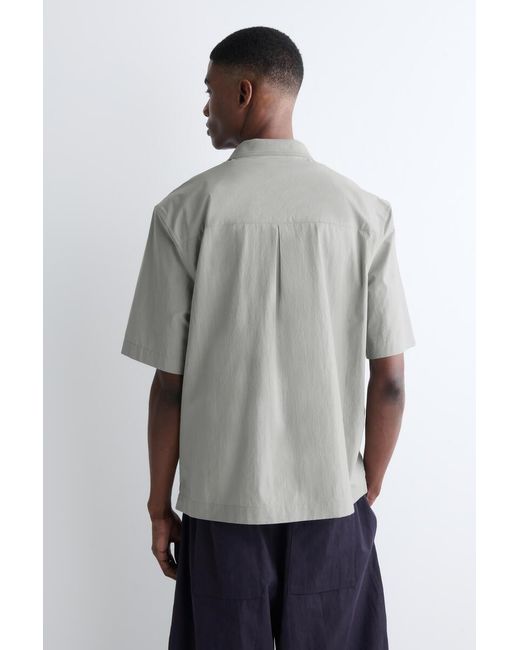 COS Gray Camp-Collar Cotton Shirt for men