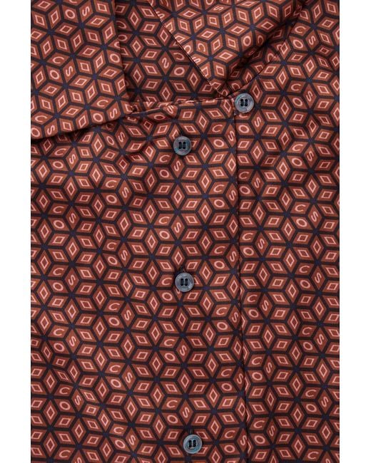 COS Red Printed Pure Silk Pyjama Shirt