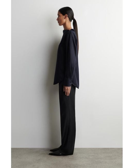 COS Blue Asymmetric Cotton Blouse
