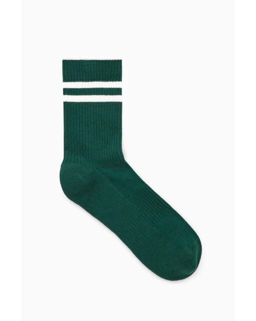 COS Green Striped Sports Socks for men