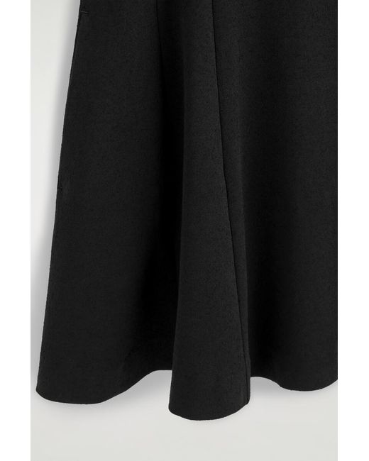 COS Black Sculpted Flared Cotton Mini Dress