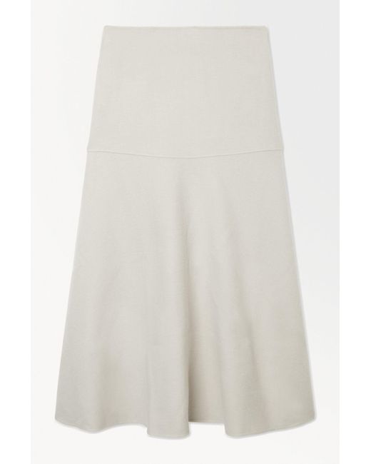 COS White The Wool-blend Midi Skirt