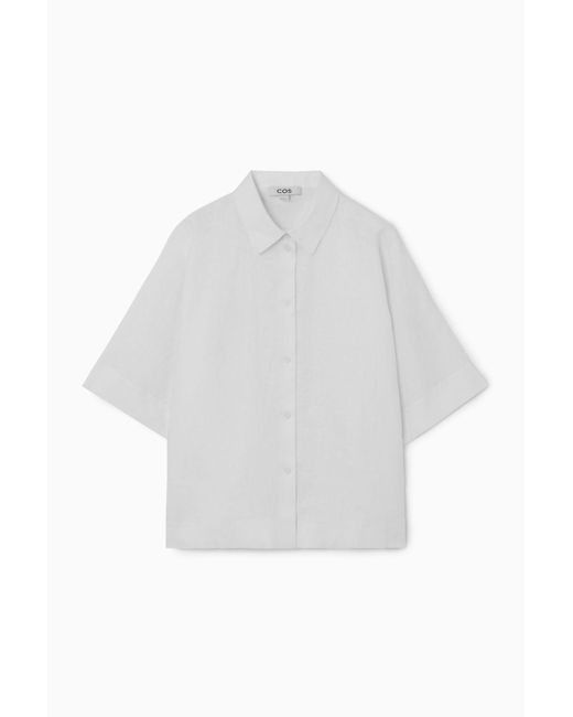 COS White Short-sleeved Linen Shirt
