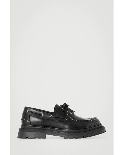 COS Chunky Leather Boat Shoes in Black for Men | Lyst