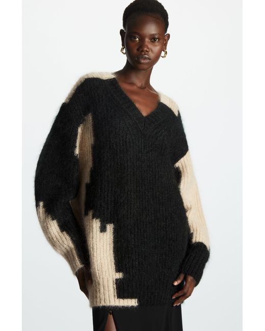 COS Mohair Oversized V-neck Sweater in 