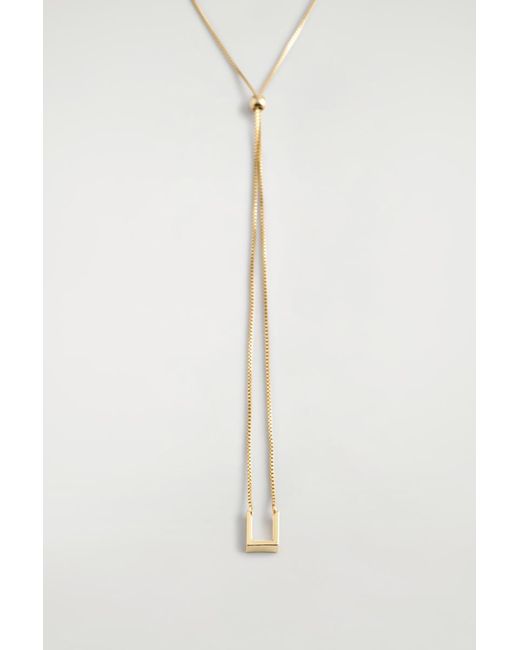 COS White Rectangular Chain Pendant Necklace