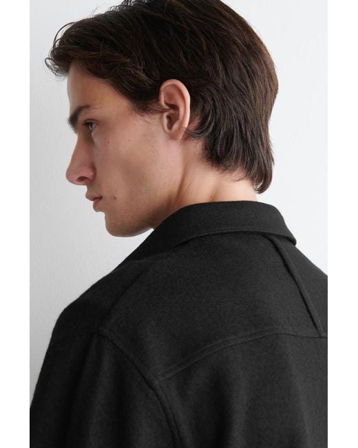 COS Black Relaxed Boiled-Wool Overshirt for men