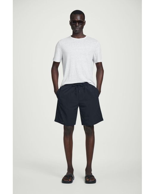 COS Blue Checked Swim Board Shorts for men