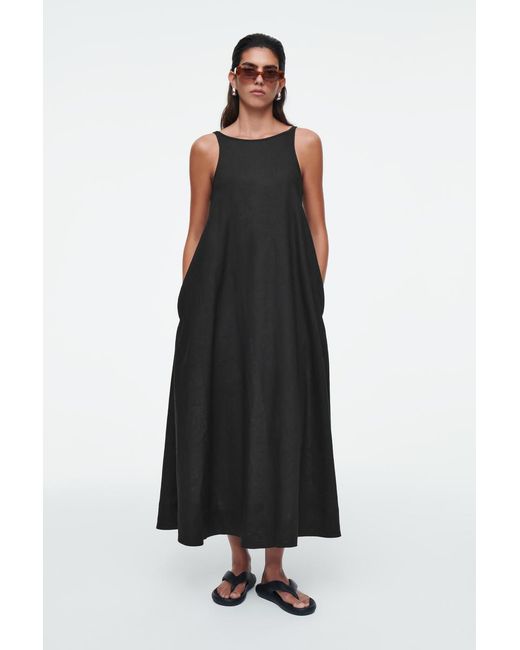 COS Black A-linien-maxikleid Aus Leinen