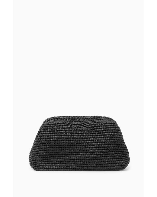 COS Black Framed Raffia Clutch