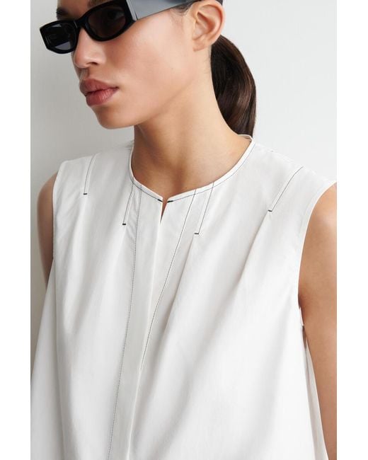COS White Pleated Sleeveless Top