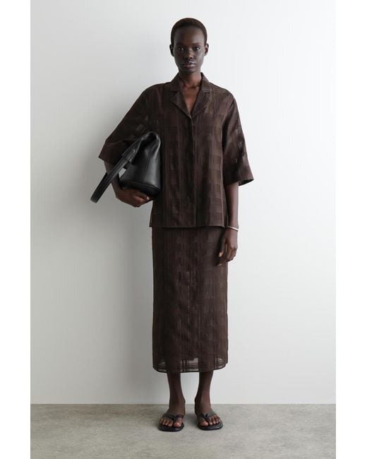 COS Brown Sheer Checked Resort Shirt
