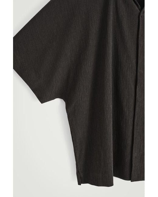 COS Black Crinkled-Cotton Shirt for men