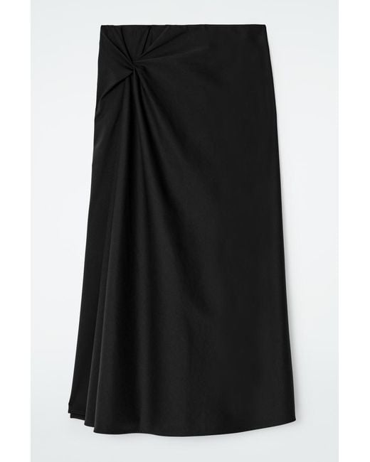 COS Black Twist-detail Midi Skirt
