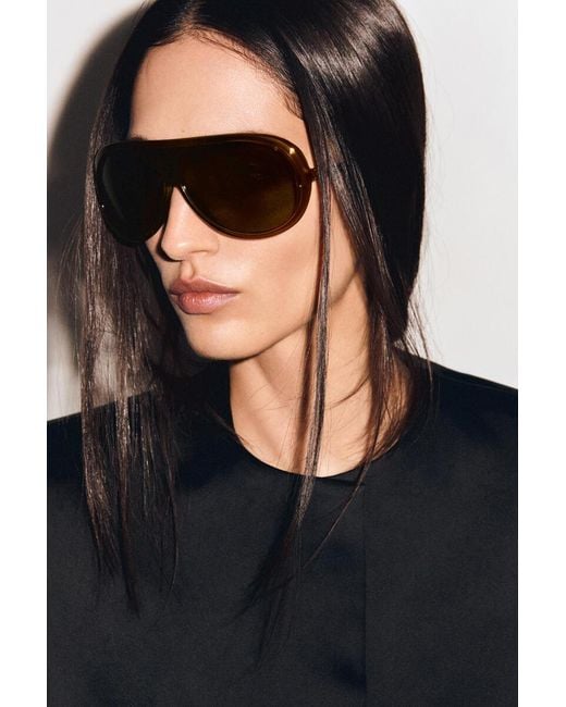COS Brown Oversized Aviator Sunglasses