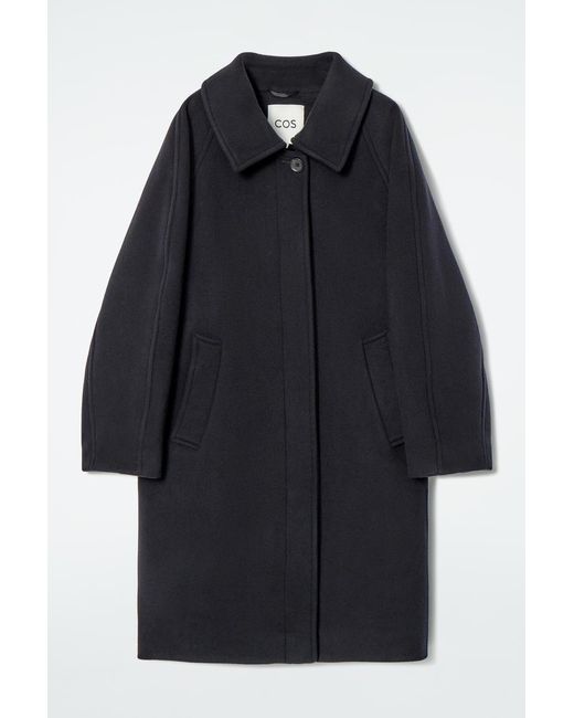 COS Blue Oversized Single-Breasted Wool Coat