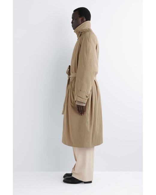 COS Natural Padded Belted Funnel-Neck Long Coat for men