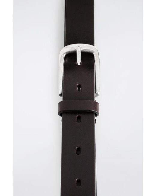 COS White Square-Buckle Leather Belt for men