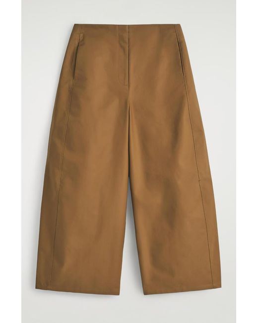 COS Natural Cropped Barrel-Leg Cotton Trousers
