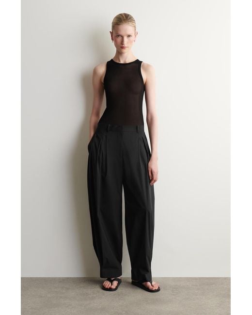 COS Black Ribbed Silk Tank Top