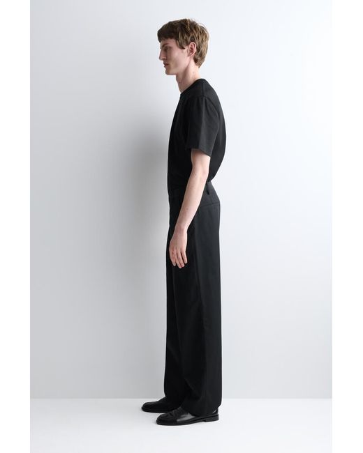 COS Black Cotton Relaxed-Fit Wide-Leg Chinos for men