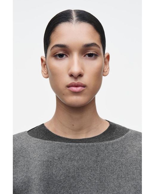 COS Gray Double-Faced Wool Hybrid Cape