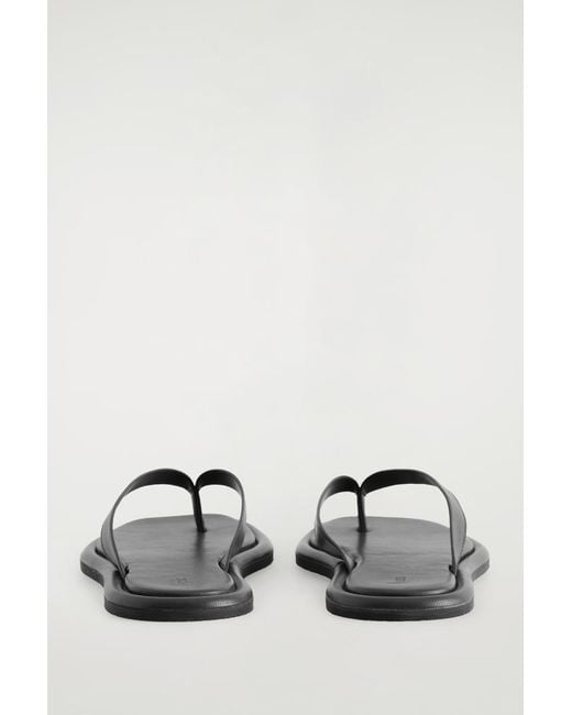 COS Black Leather Flip Flops