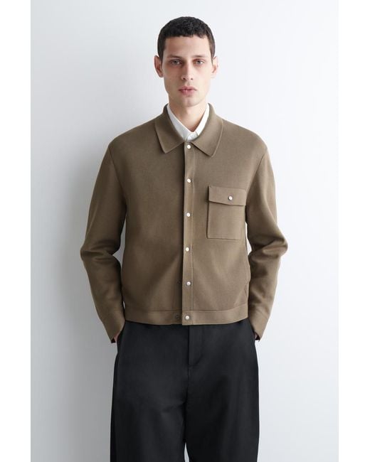 COS Brown Knitted Cotton Jacket for men