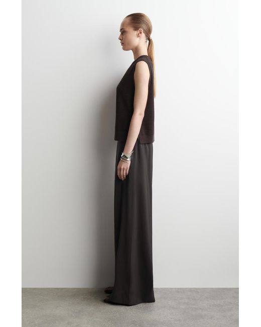 COS Black Elasticated Wide-Leg Trousers