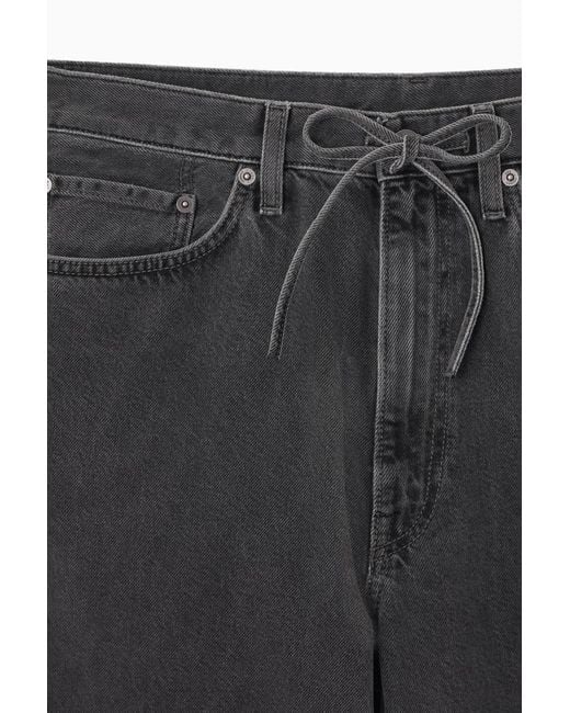 COS Gray Wide-leg Drawstring Denim Trousers