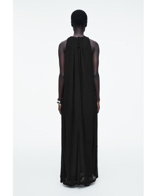 COS Black Gathered Halterneck Maxi Dress