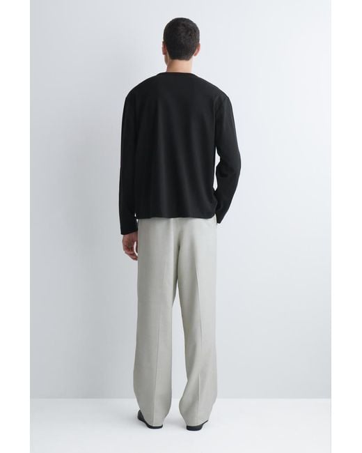COS Black Relaxed Jersey Interlock Long-sleeved T-shirt for men