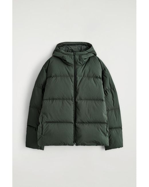 COS Green Hooded Down Puffer Jacket for men