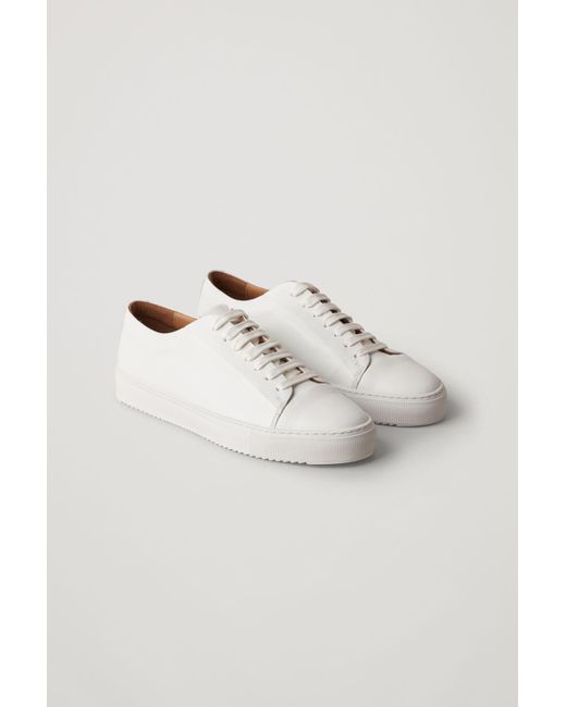 COS White Thick-soled Leather Sneakers for men