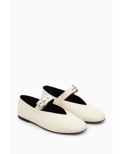 COS White Buckled Ballet Flats