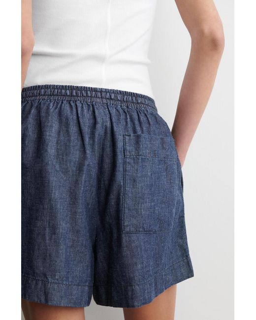 COS Blue Drawstring Denim Shorts