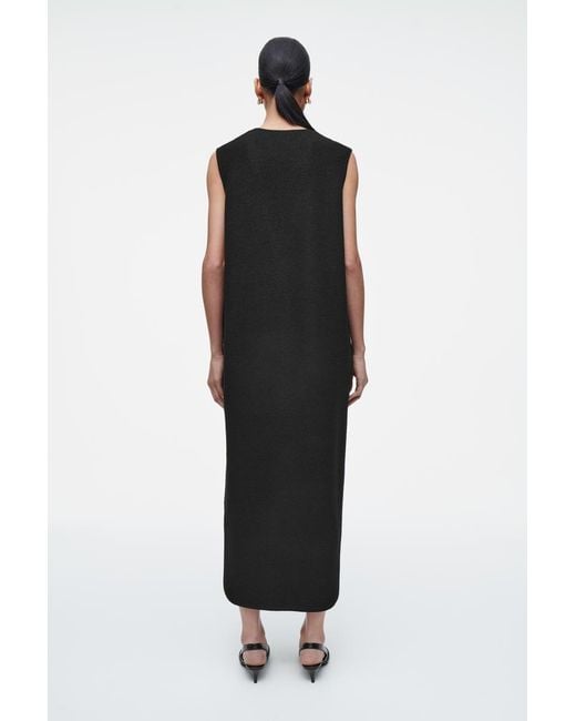 cos boiled wool midi dress BOILED-WOOL MIDI DRESS - GRAY MLANGE