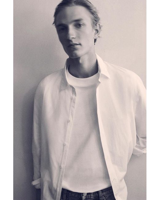 COS White Relaxed Pima Cotton-Poplin Shirt for men