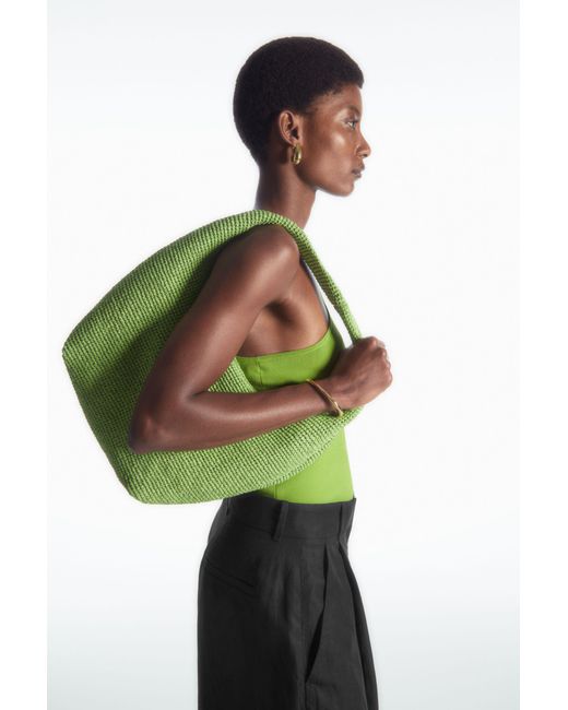 COS Green Mini Sling Bag - Raffia